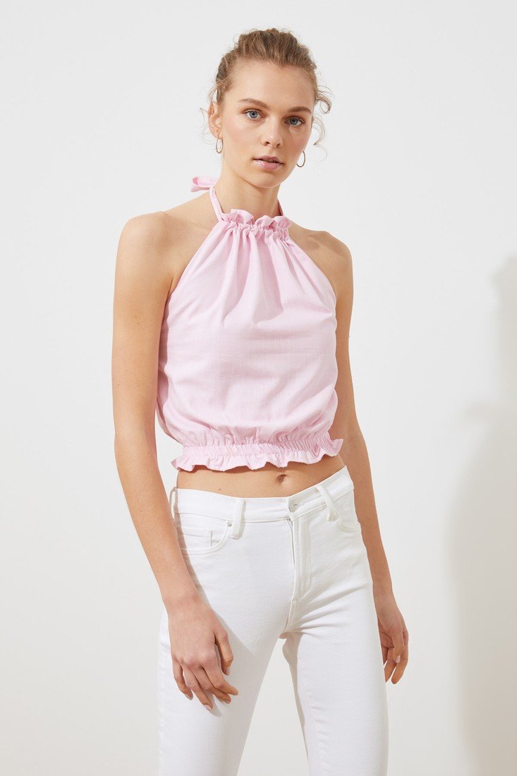 Trendyol Pink Ruffle Blouse
