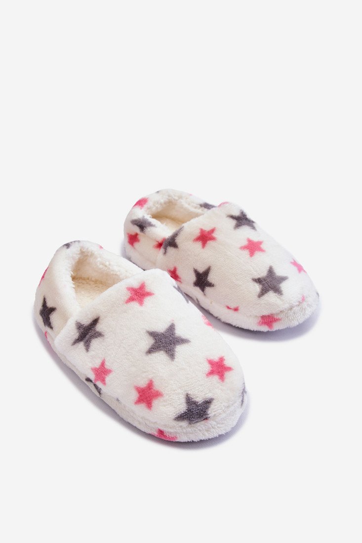 Children's Insulated Slip-On Slippers In Stars White Meyra