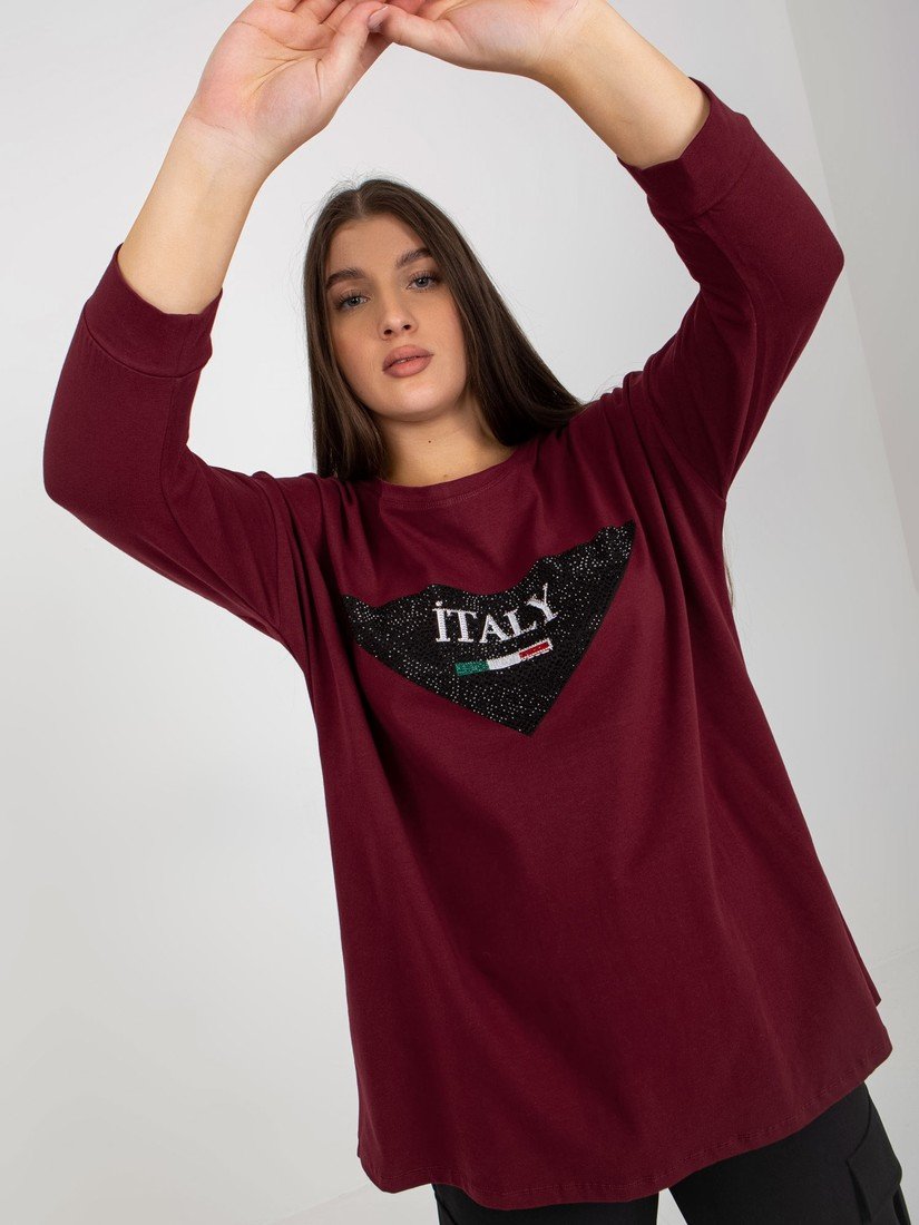 Plum plus size blouse with 3/4 sleeves