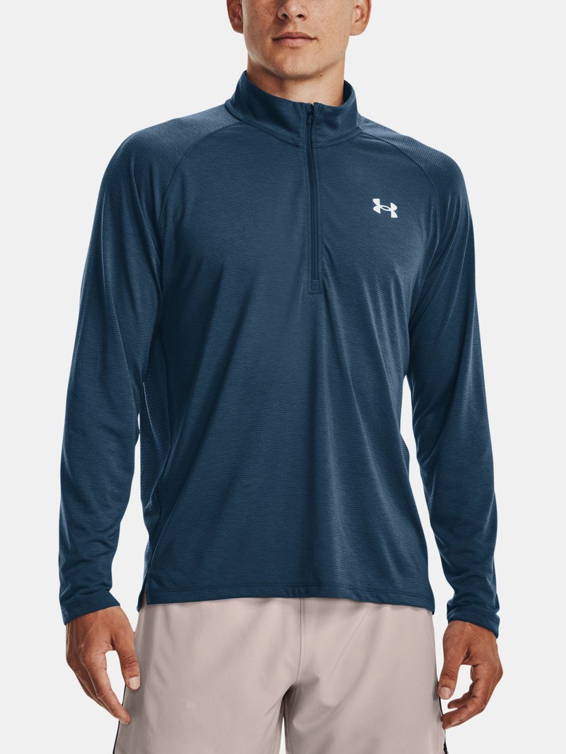 Under Armour Tričko UA STREAKER HALF ZIP-BLU - Pánské