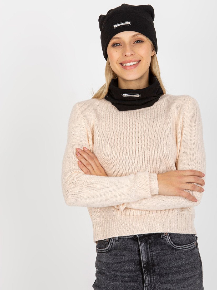 Black two-piece winter set with a hat