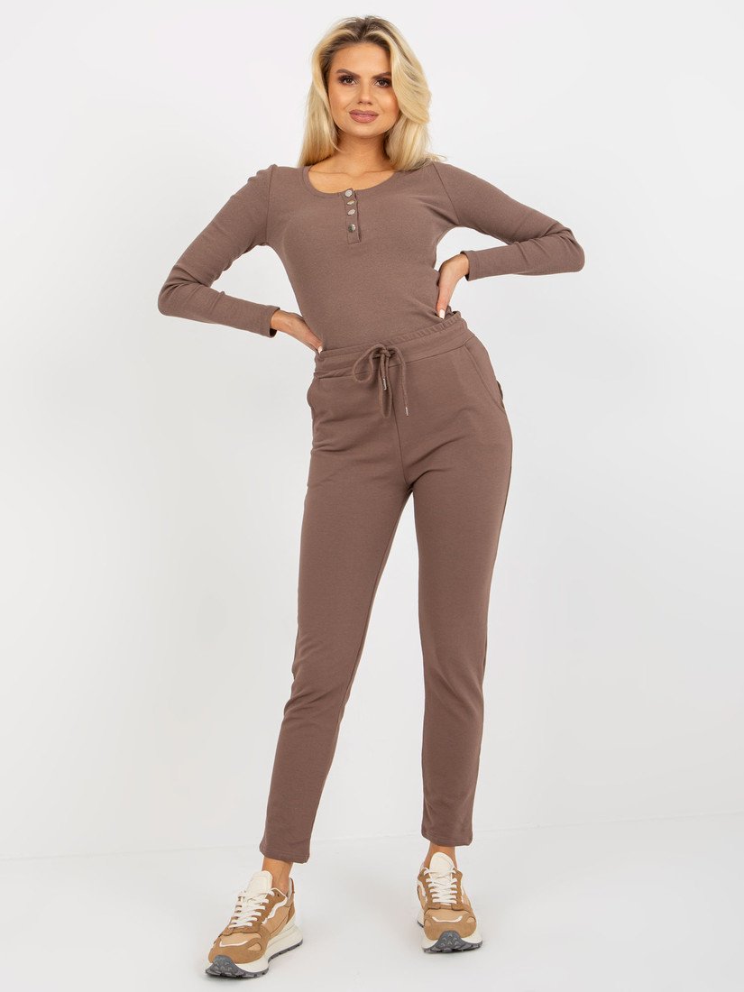 Women's brown sweatpants with a tie