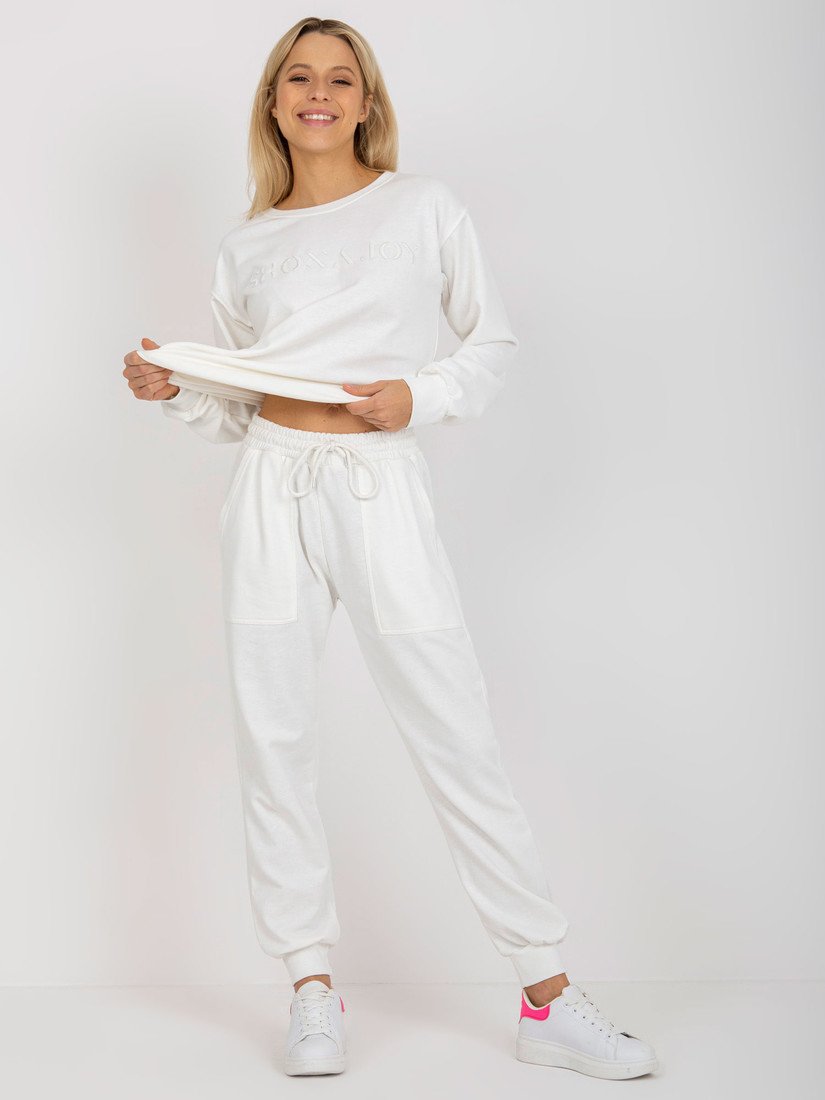 Ecru two-piece tracksuit set with an inscription