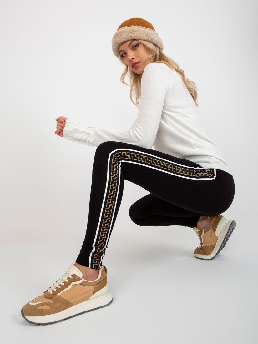 Black women's everyday leggings with stripes