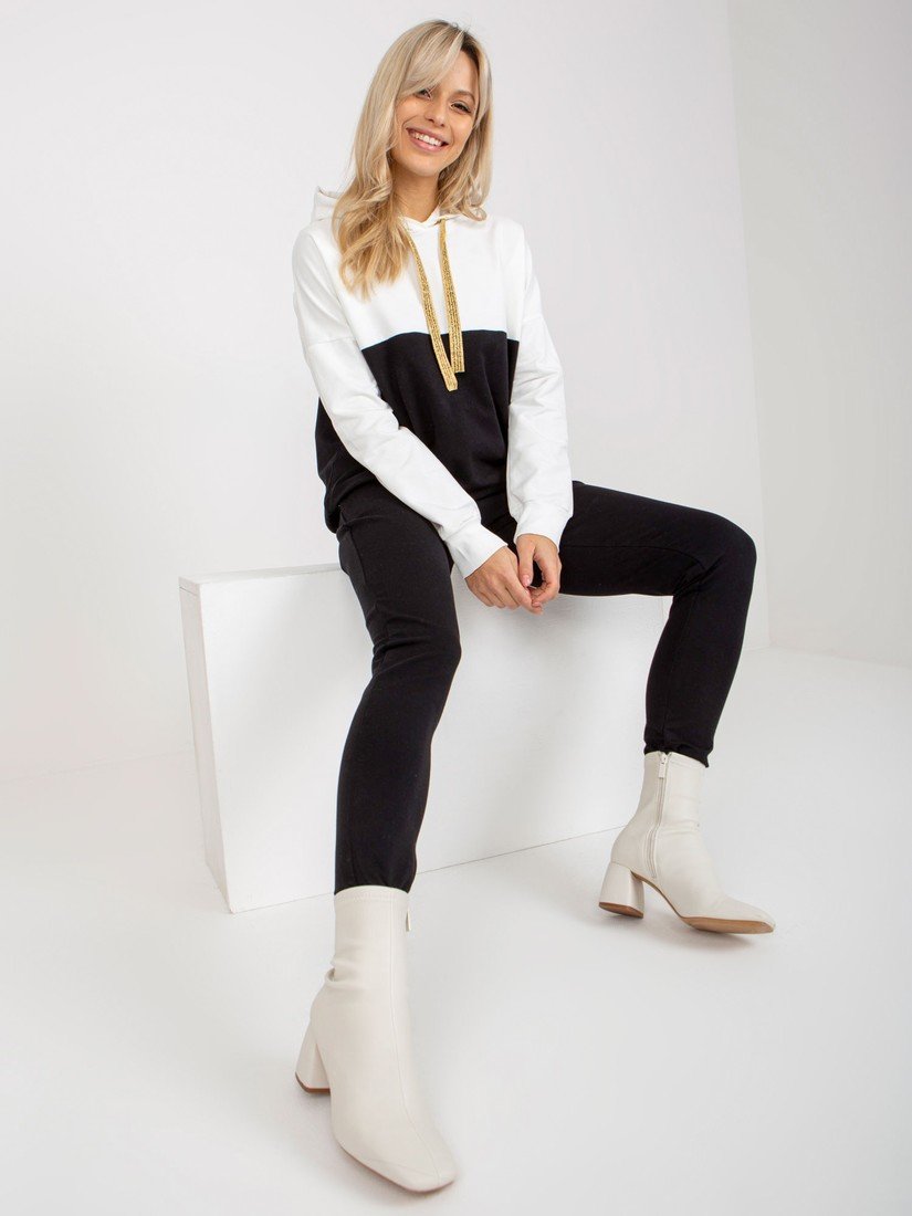 Ecru-black women's tracksuit set with trousers