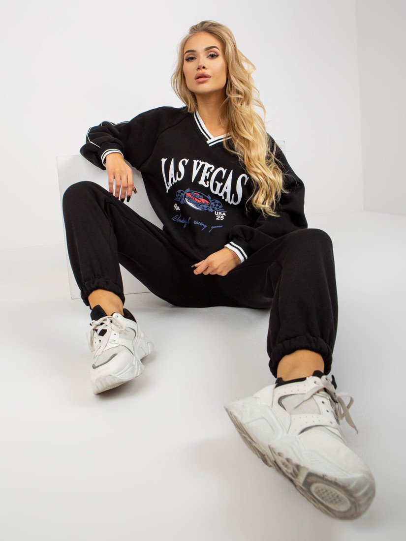 Black oversized tracksuit set with a print