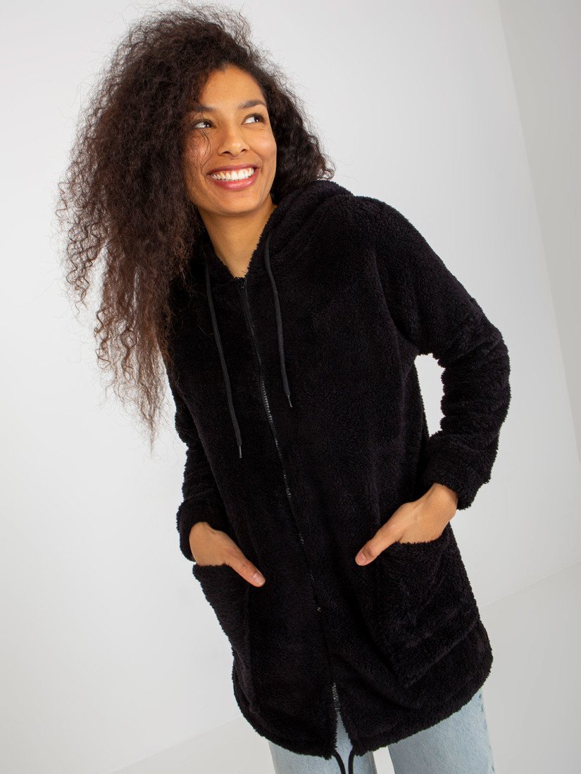 Black fur hoodie from RUE PARIS