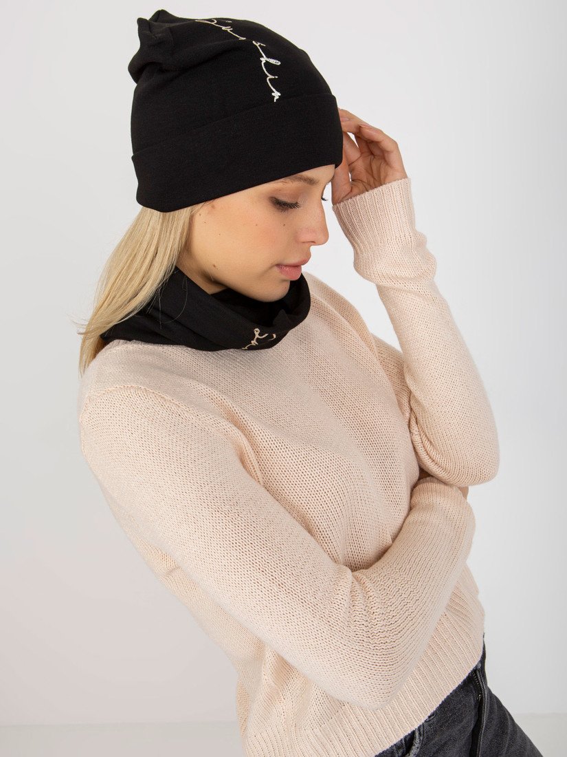 Black two-piece winter set with an inscription