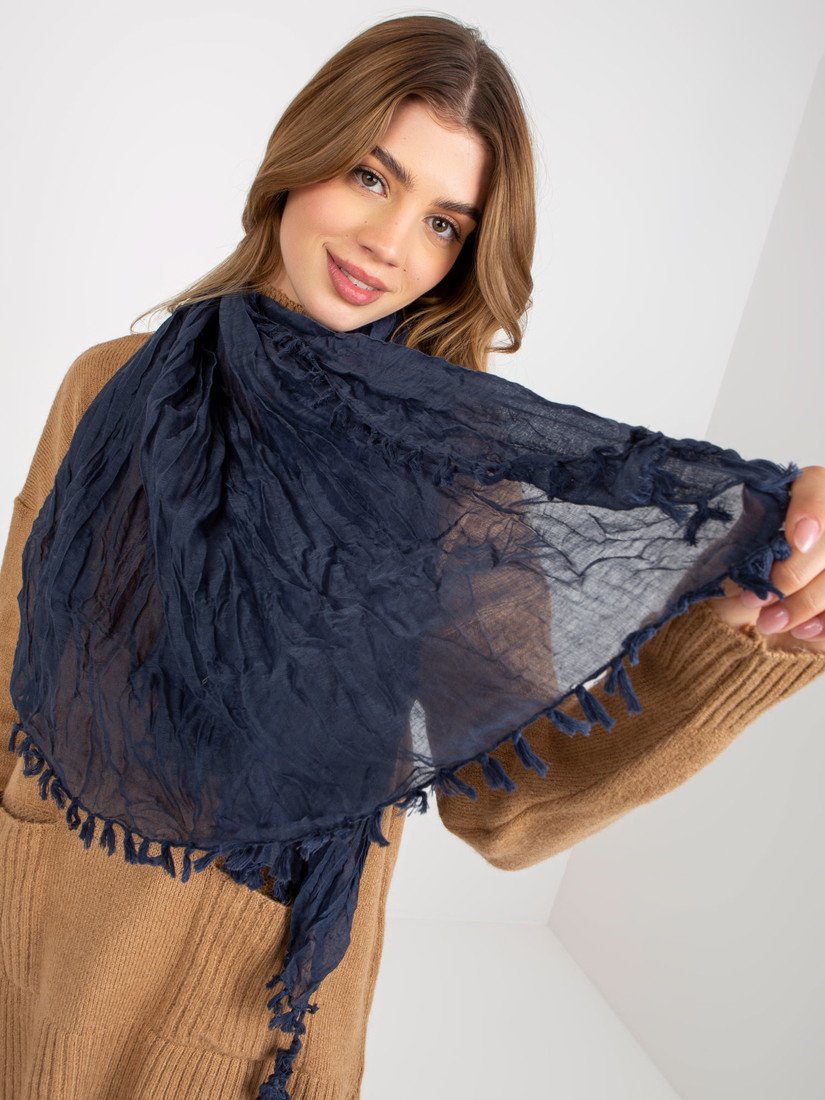 Dark blue women's shawl with gathers