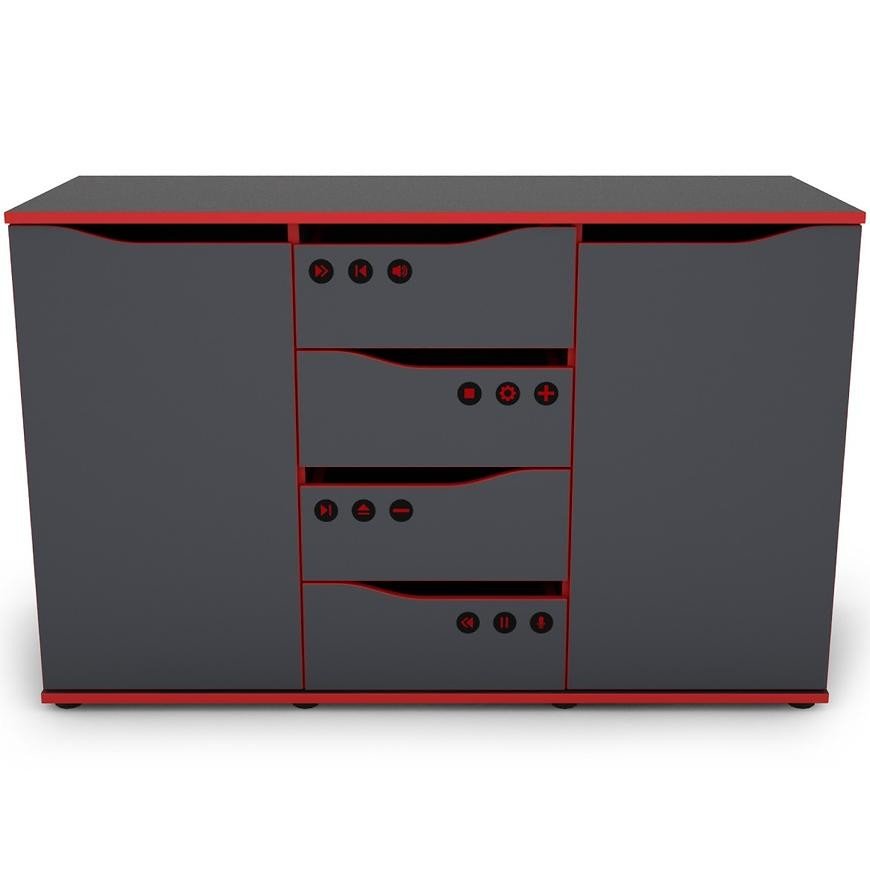 Komoda Matrix 120 4s 2d grafit/červená