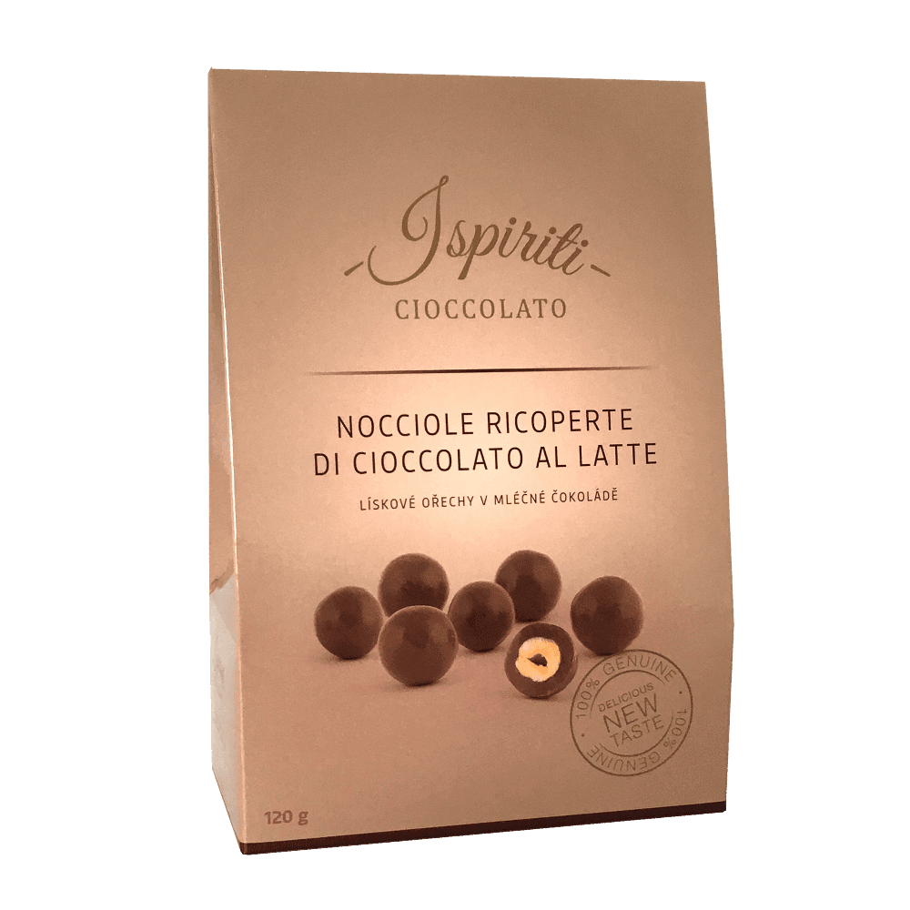 ISPIRITI Lískové ořechy v mléčné čokoládě 120 g