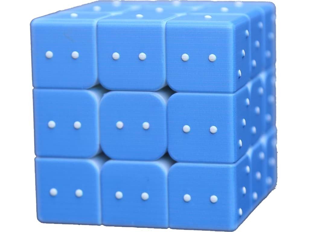 Rubikova kostka - Pro nevidomé a slabozraké - Modrá - 3x3x3 - Tečky