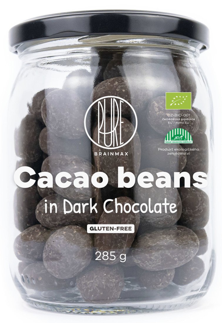 BrainMax Pure Kakaové boby v hořké čokoládě BIO, 285 g