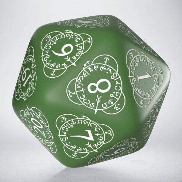 Kostka D20 Level Counter Green and White 30 mm