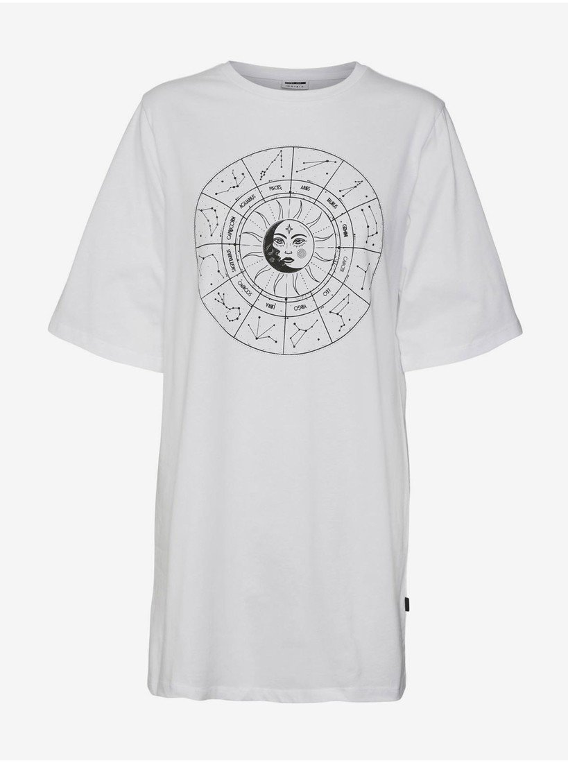 Bílé dámské oversize tričko Noisy May Zodiac - Dámské