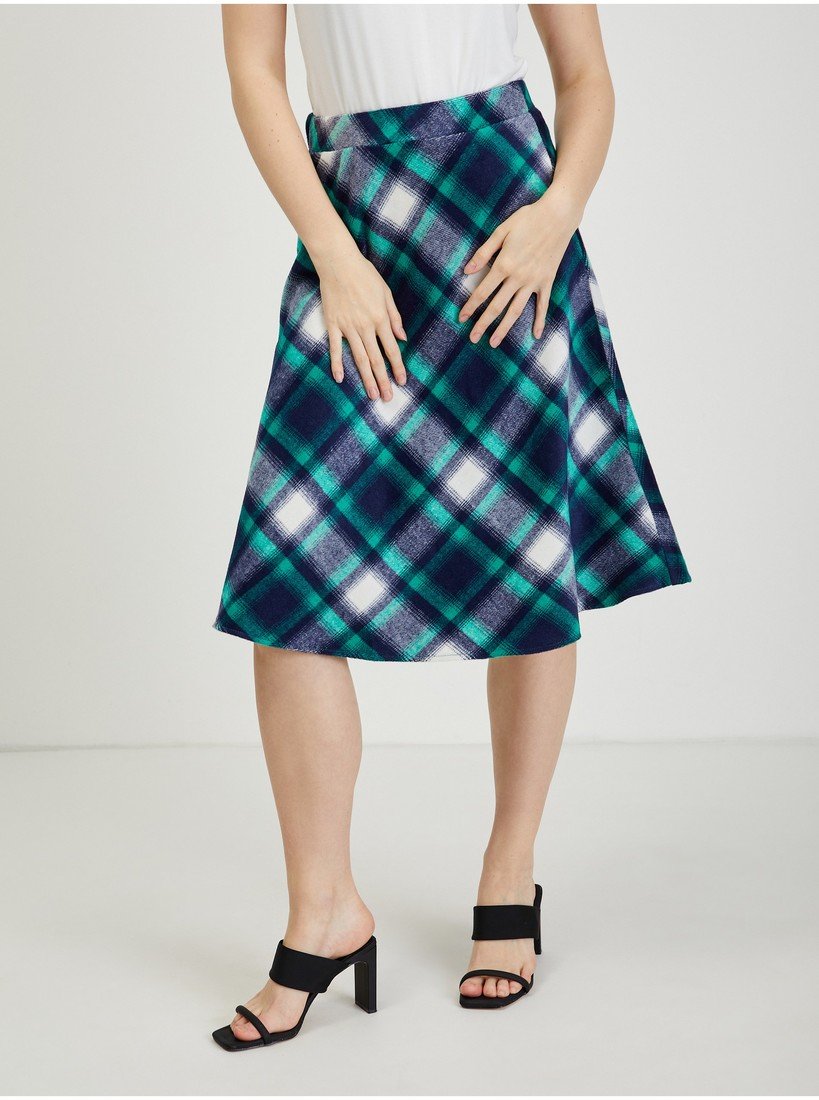 Zeleno-modrá dámská kostkovaná sukně ORSAY - Dámské