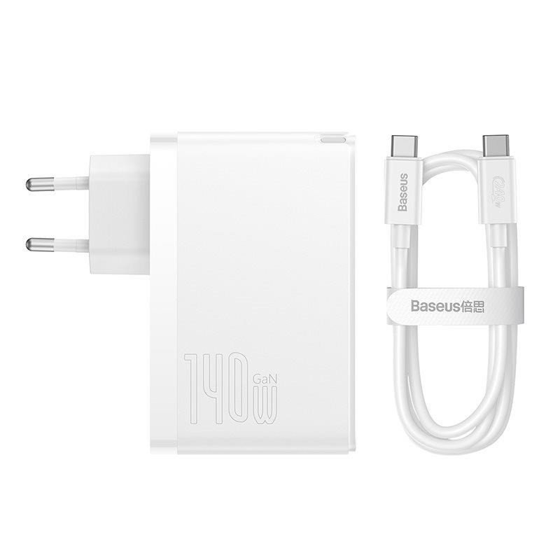 Baseus GaN5 Pro rychlonabíjecí adaptér 2x USB-C + USB-A 140W bílá