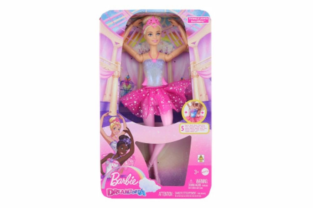 Barbie svítící magická baletka s růžovou sukní HLC25