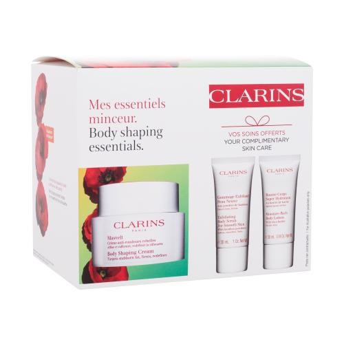 Clarins Body Shaping Essentials dárková kazeta pro ženy zeštíhlující tělový krém Body Shaping Cream 200 ml + tělový peeling Exfoliating Body Scrub 30 ml + tělové mléko Moisture-Rich Body Lotion 30 ml