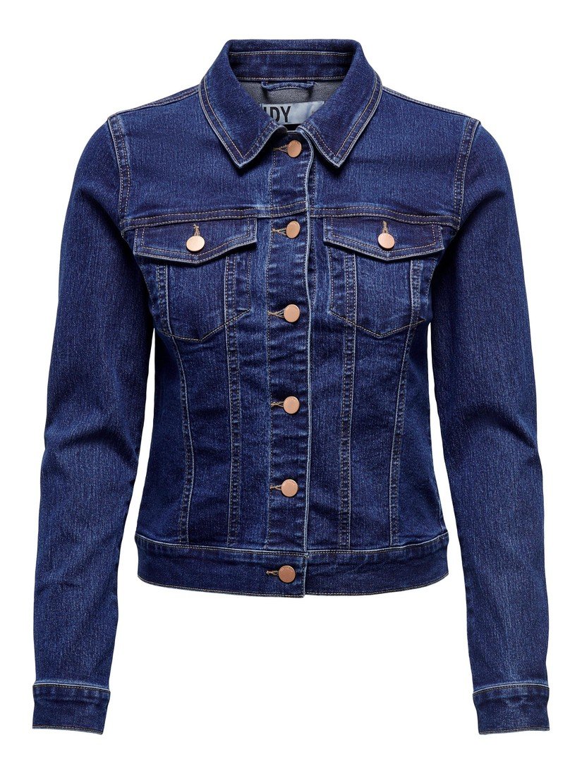 Jacqueline de Yong Dámská džínová bunda JDYREMI 15281572 Dark Blue Denim XS