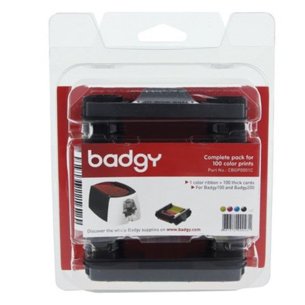 BADGY YMCKO Color Ribbon + 100 cards (0,76mm) pack