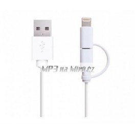 Datový kabel MFI 2v1 MicroUSB Lightning wh