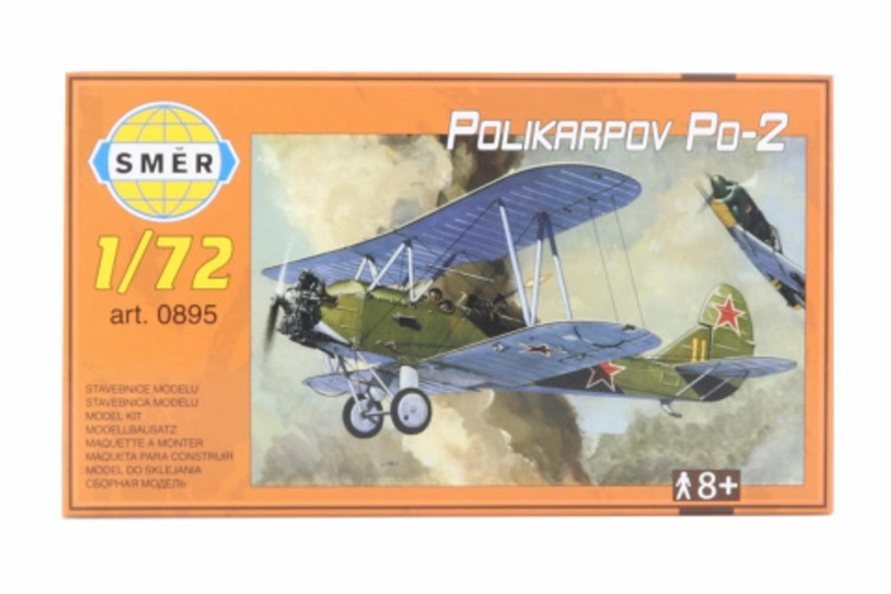 Model dvouplošníku Polikarpov Po-2 Kola v krabici 25x14,5x4,5cm