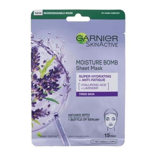 Garnier SkinActive Moisture Bomb Super Hydrating + Anti-Fatigue 1 ks hydratační a rozjasňující maska pro unavenou pleť pro ženy