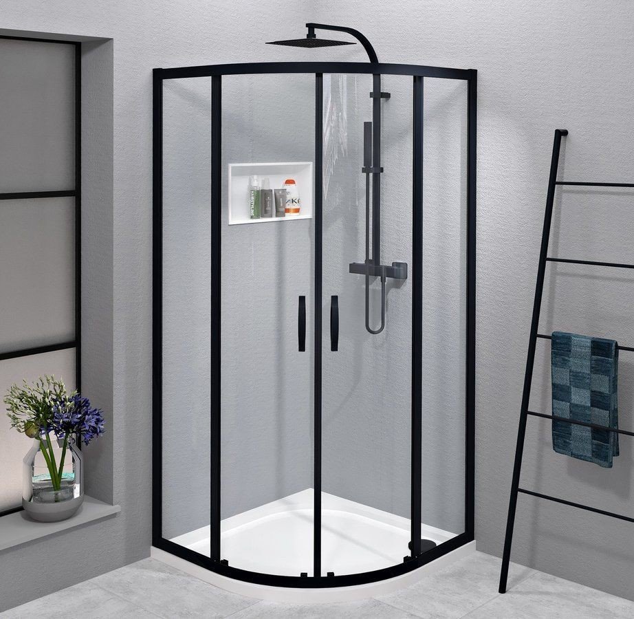 GELCO SIGMA SIMPLY BLACK čtvrtkruhová sprchová zástěna 900x900 mm, R550, čiré sklo GS5590B