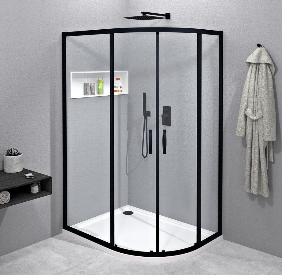 GELCO SIGMA SIMPLY BLACK čtvrtkruhová sprchová zástěna 1200x900 mm, R550, čiré sklo GS1290B