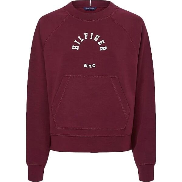 Tommy Hilfiger RLX SUEDED MODAL C-NK SWEATSHIRT Dámská mikina, vínová, velikost L