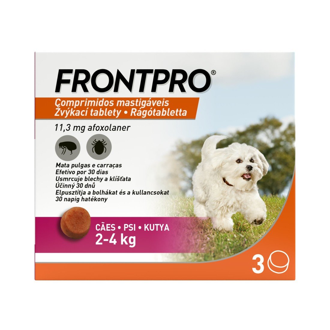FRONTPRO Antiparazitiární žvýkací tablety pro psy (2-4 kg) 3 tablet