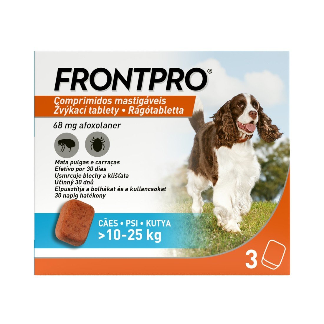 FRONTPRO Antiparazitiární žvýkací tablety pro psy (10-25 kg) 3 tablet