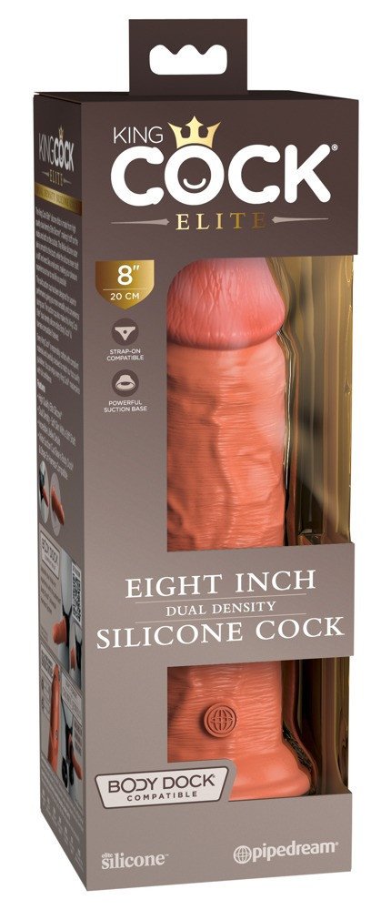 King Cock Elite 8 - self-adhesive, lifelike dildo (20cm) - dark natural