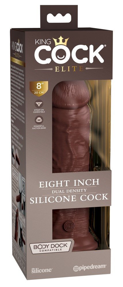 King Cock Elite 8 - adhesive sole, lifelike dildo (20cm) - brown