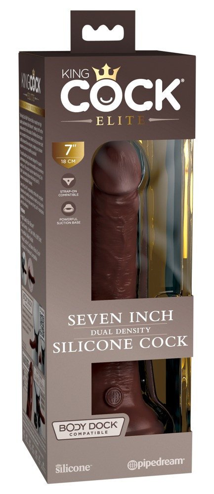 King Cock Elite 7-sided, lifelike dildo (18cm) - brown