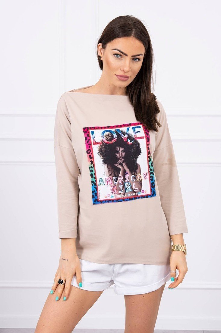 Blouse with American Girl graphics beige