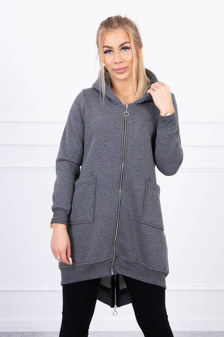 Insulated sweatshirt with zipper at the back graphite