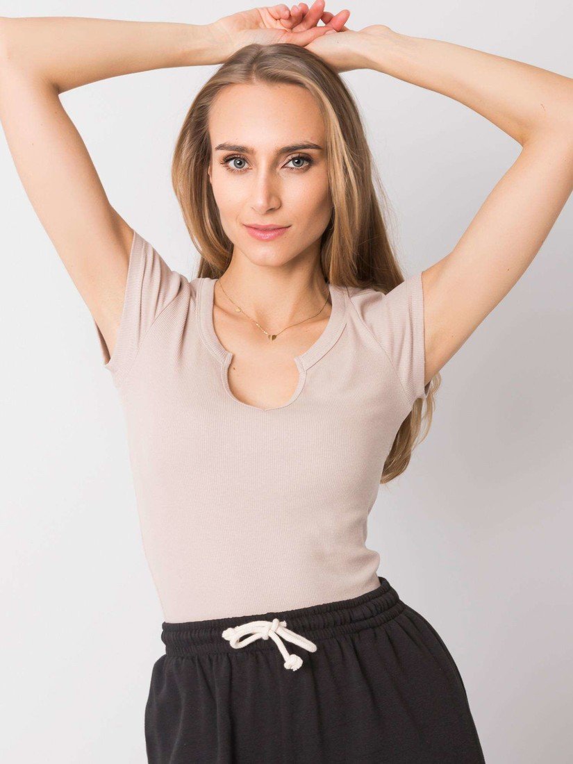 OCH BELLA Beige ribbed T-shirt