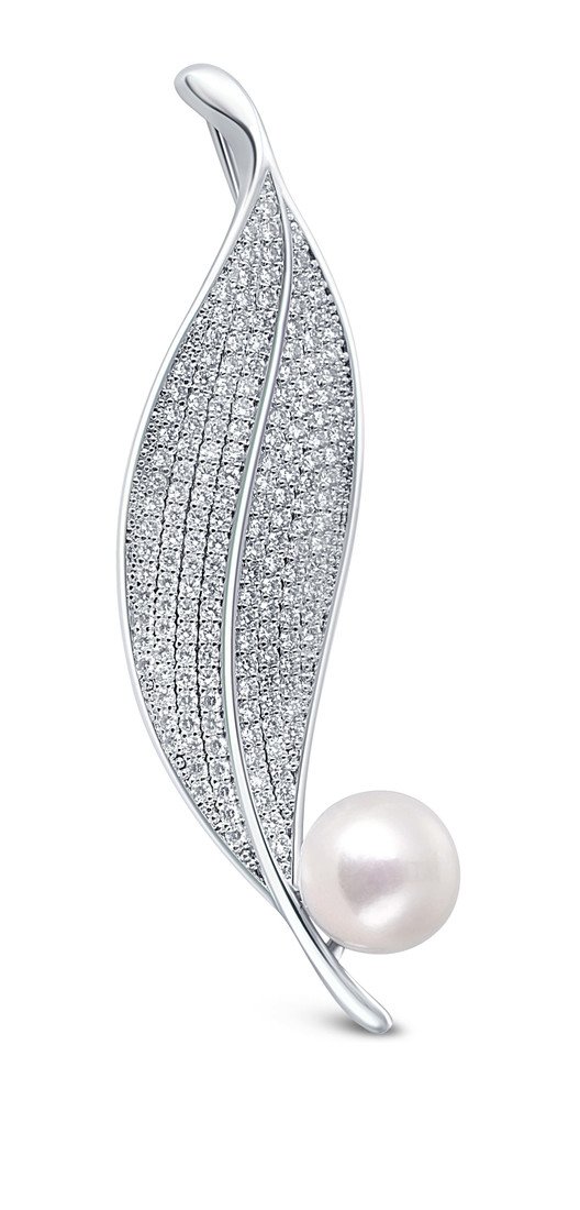 JwL Luxury Pearls Zářivá perlová brož lísteček 2v1 JL0701