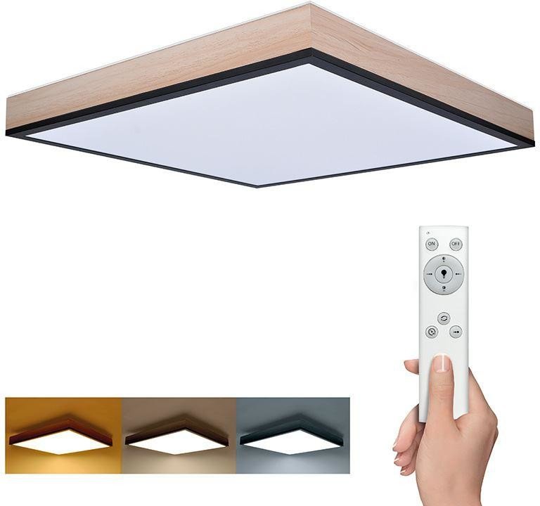 Solight LED stropní osvětlení s dálkovým ovládáním, čtvercové, dekor dřeva, 3000lm, 40W, 45x45cm (WO802)