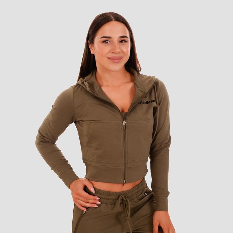 GymBeam Dámská mikina Zip-up TRN olive