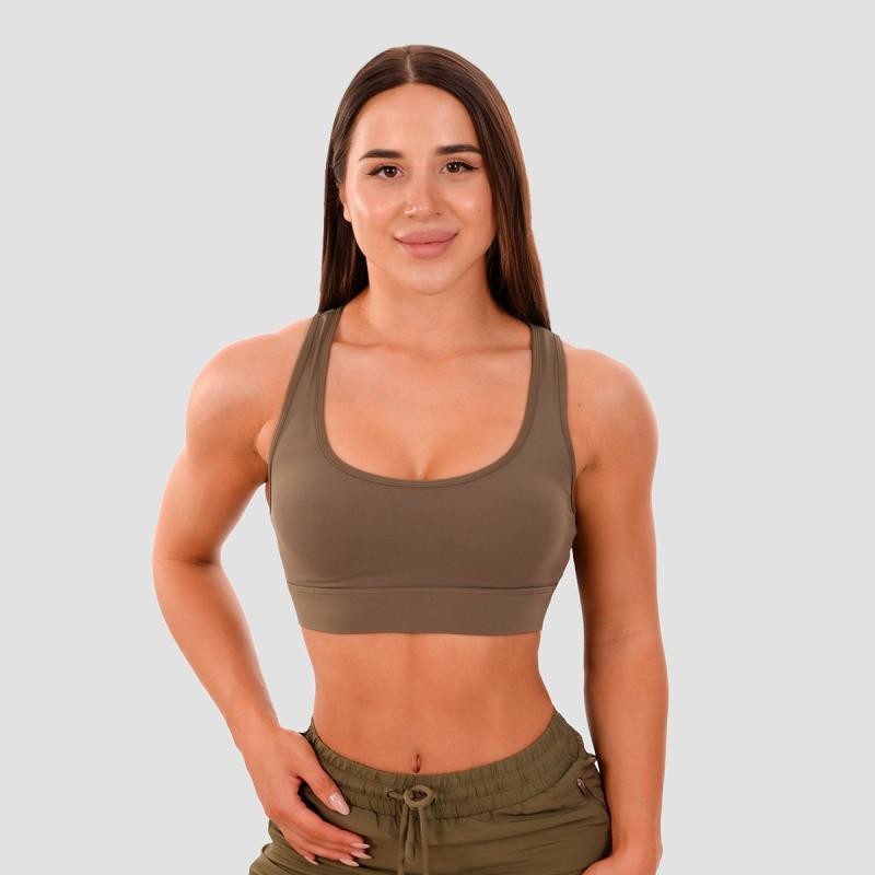GymBeam Sportovní podprsenka Mesh Panel olive