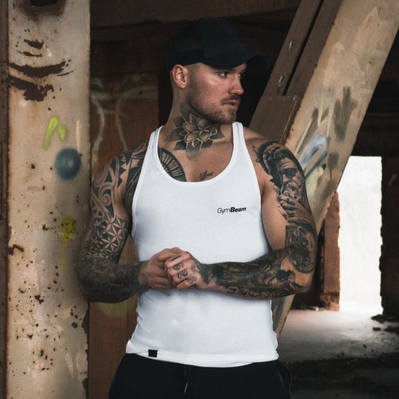 GymBeam Tílko Stringer Tank Top White