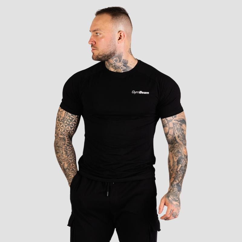 GymBeam Tričko Fitted TRN Black