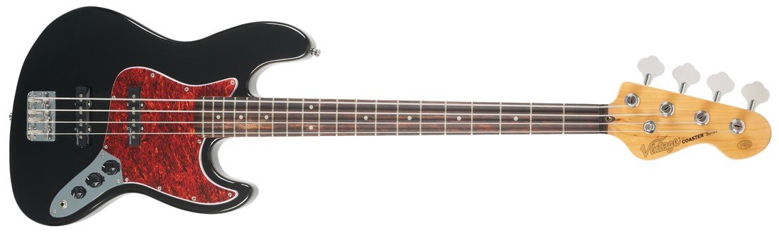 Vintage V49 COASTER SERIES BASS GUITAR - GLOSS BLACK