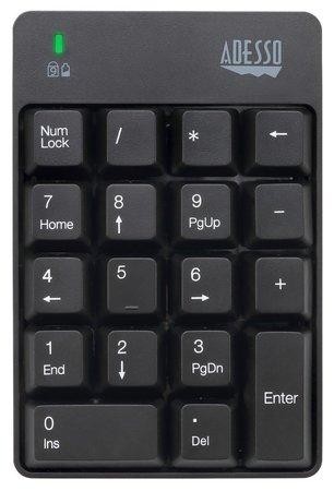 Adesso WKB-6010UB/ bezdrátová numerická klávesnice 2,4GHz/ odolná proti polití tekutinou/ USB/ černá, WKB-6010UB