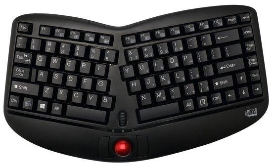 Adesso WKB-3150UB/ bezdrátová klávesnice 2,4GHz/ ergonomická/ trackball/ USB/ černá/ US layout, WKB-3150UB