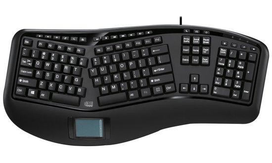 Adesso AKB-450UB/ drátová klávesnice/ multimedia/ ergonomická /touchpad/ USB/ černá/ US layout, AKB-450UB