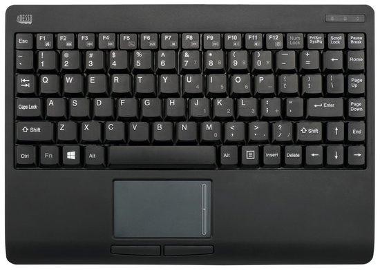 Adesso WKB-4110UB/ bezdrátová klávesnice 2,4GHz/ mini/ touchpad/ USB/ černá/ US layout, WKB-4110UB